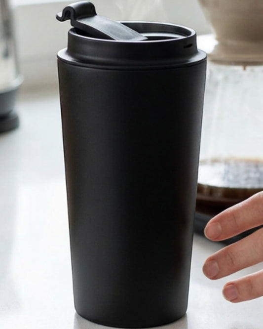 Kitchv Double-Wall Travel Cup Flip Lid Black 16 oz