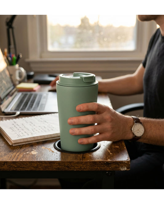 Kitchv Double-Wall Commuter Cup Flip Lid Sage 20 oz