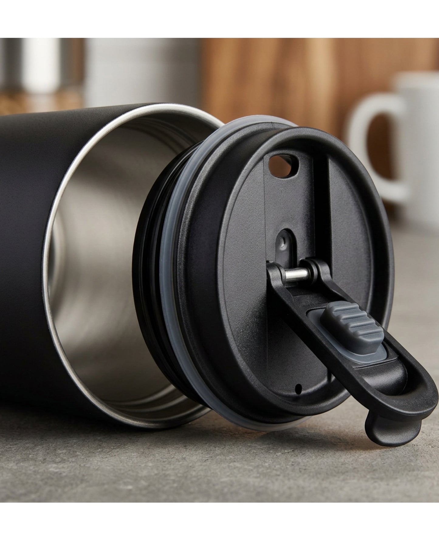 Kitchv Double-Wall Travel Cup Flip Lid Black 16 oz