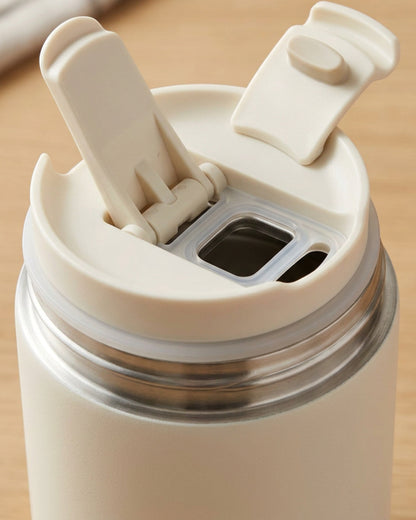 Kitchv Double-Wall Travel Tumbler Flip Lid Cream 14 oz